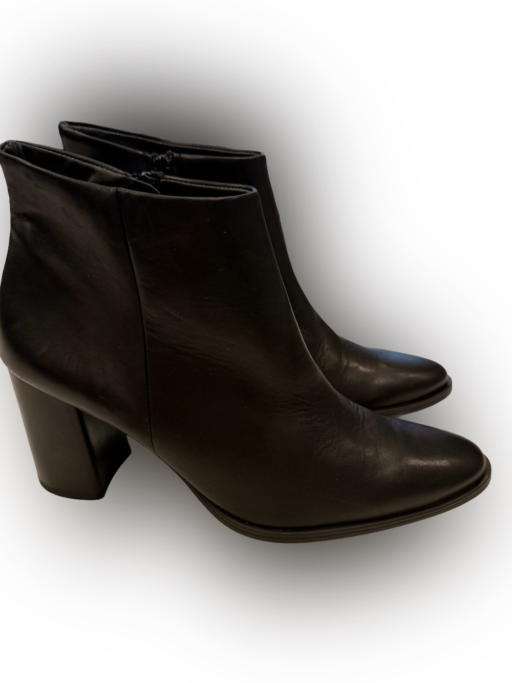 Paul Green Women Black Leather Ankle Boots Black Heel Inside Zip Sz 10 New!